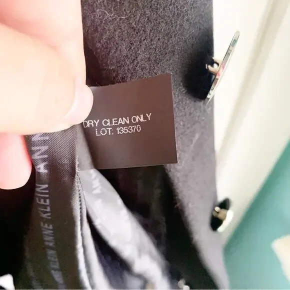 Anne Klein Wool Cashmere Blend Midi Length Pea Coat Large Rounded Neckline 6 Six - Picture 9 of 14